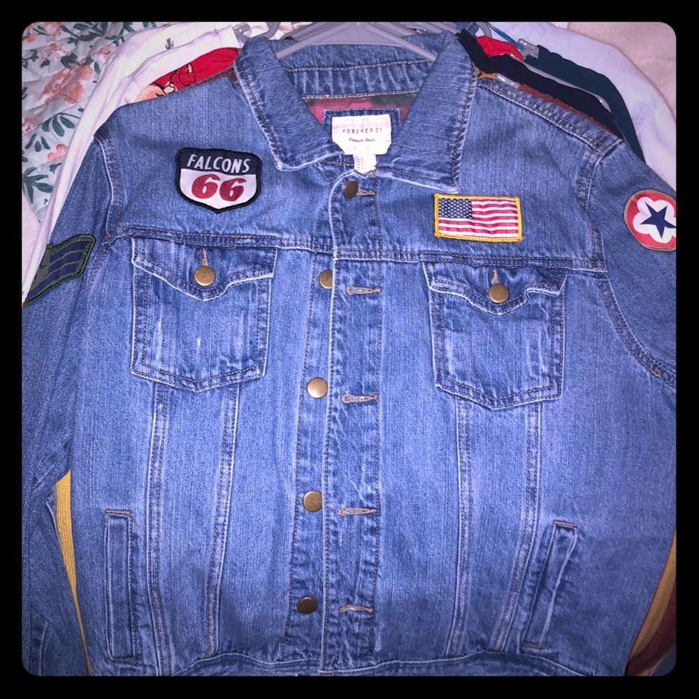 Denim jacket with patches